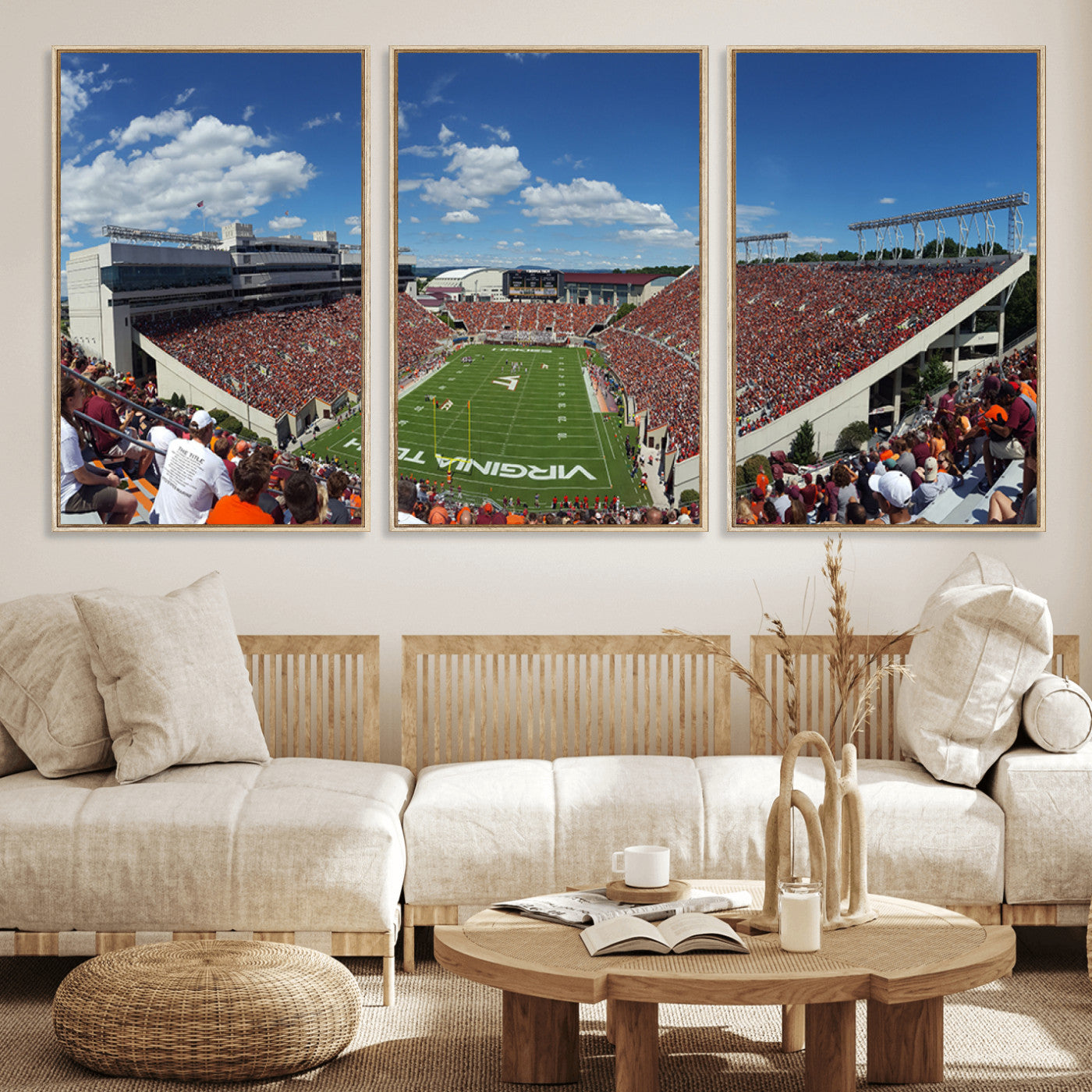 MGV-FC-60X30-3P - Virginia Tech Hokies Football Team Print - Blacksburg Lane Stadium Wall Art Canvas Print