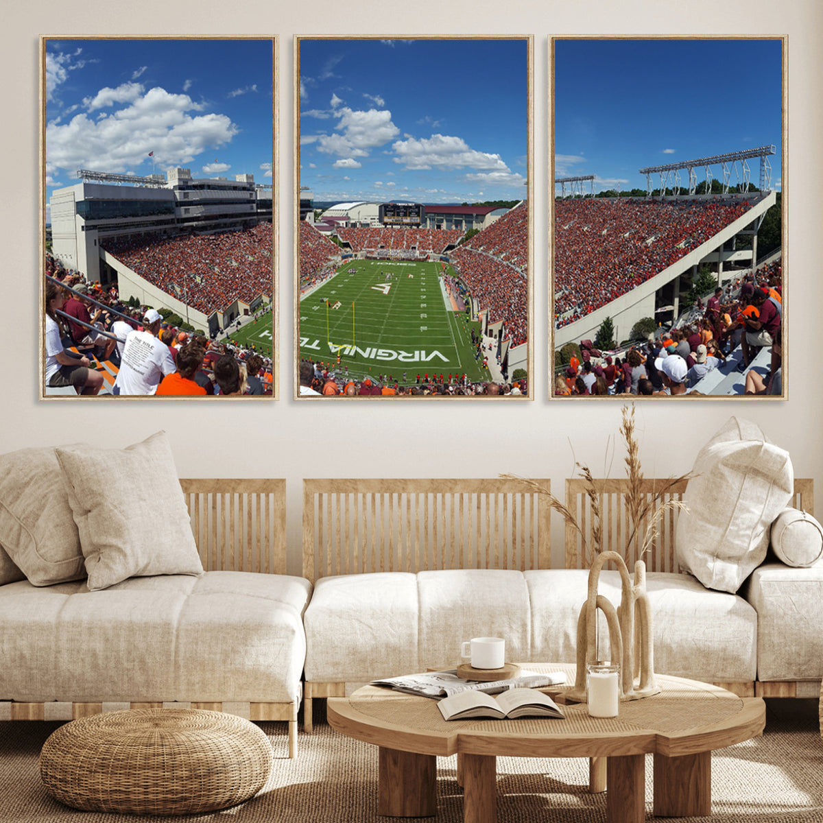 87769-MGV-CV-36X24 - Virginia Tech Hokies Football Team Print - Blacksburg Lane Stadium Wall Art Canvas Print