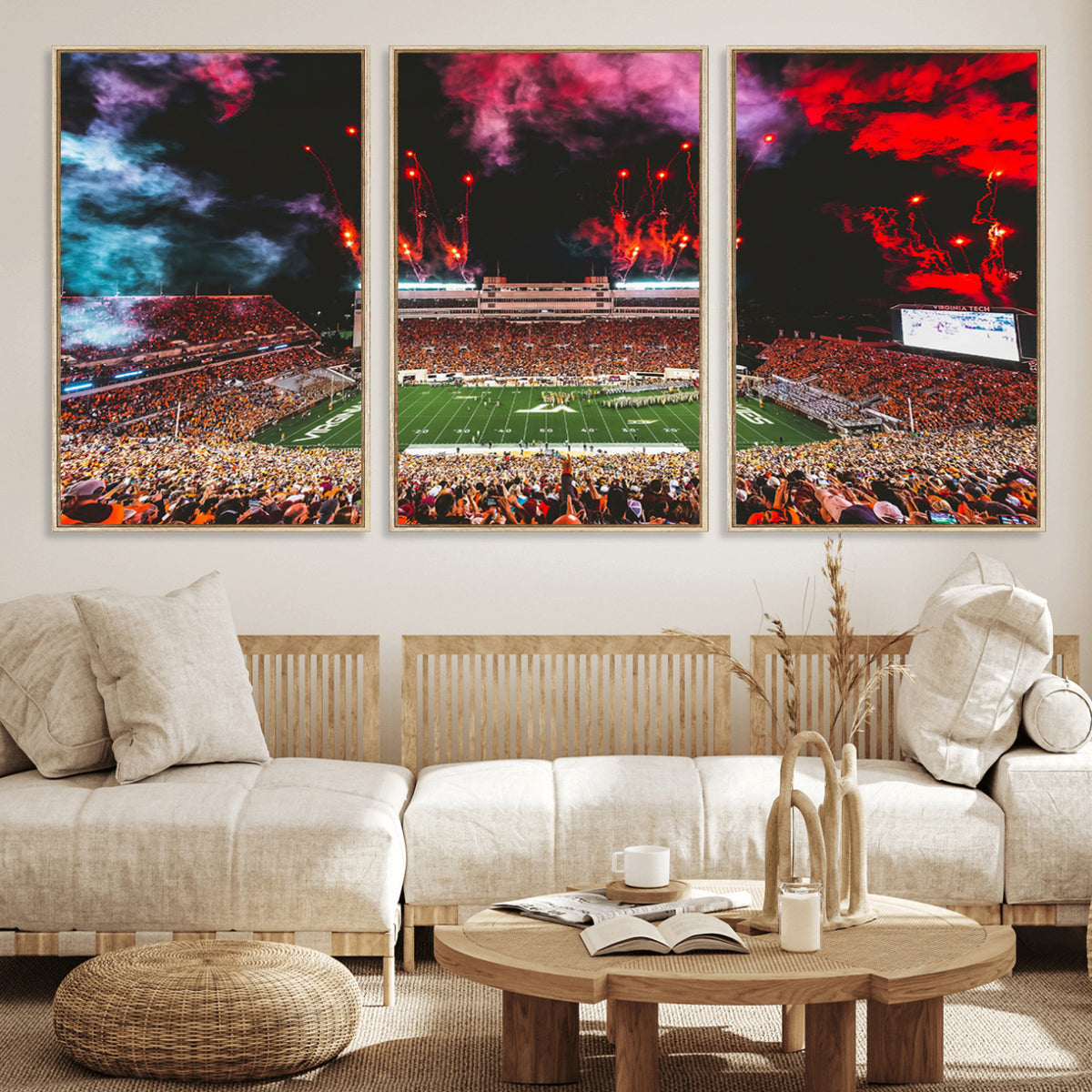 65761-MGV-CV-36X24 - Virginia Tech Hokies Football Team Print - Blacksburg Lane Stadium Wall Art Canvas Print