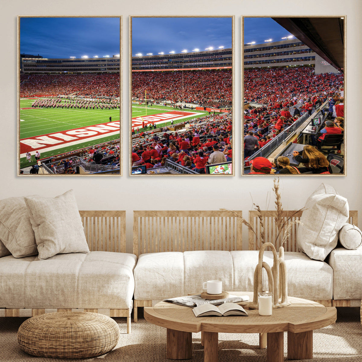 57601-MGV-CV-36X24 - Wisconsin Badgers Football Team Print - Madison Camp Randall Stadium Wall Art, Wisconsin Badgers