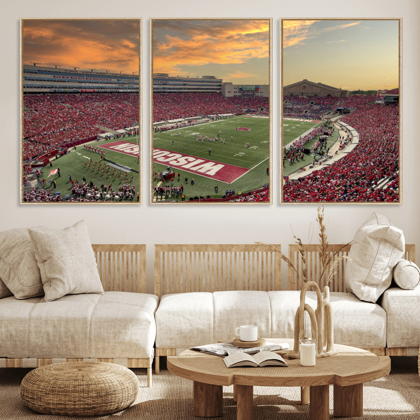 41472-MGV-FC-60X30-3P_Natural-Camp Randall Stadium Wisconsin Badgers Large Wall Art Canvas Print | College Football Stadium Wall