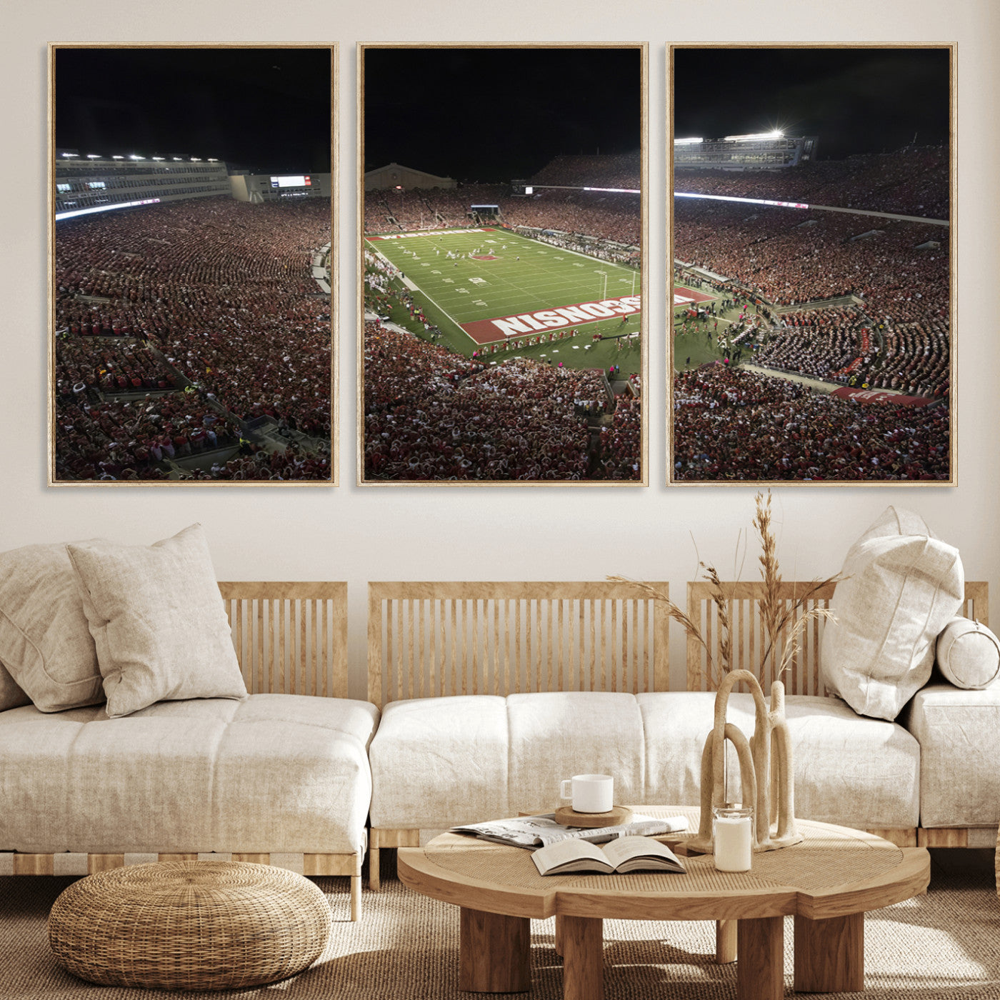 MGV-FC-60X30-3P - Wisconsin Badgers Football Team Print - Madison Camp Randall Stadium Wall Art Canvas Print