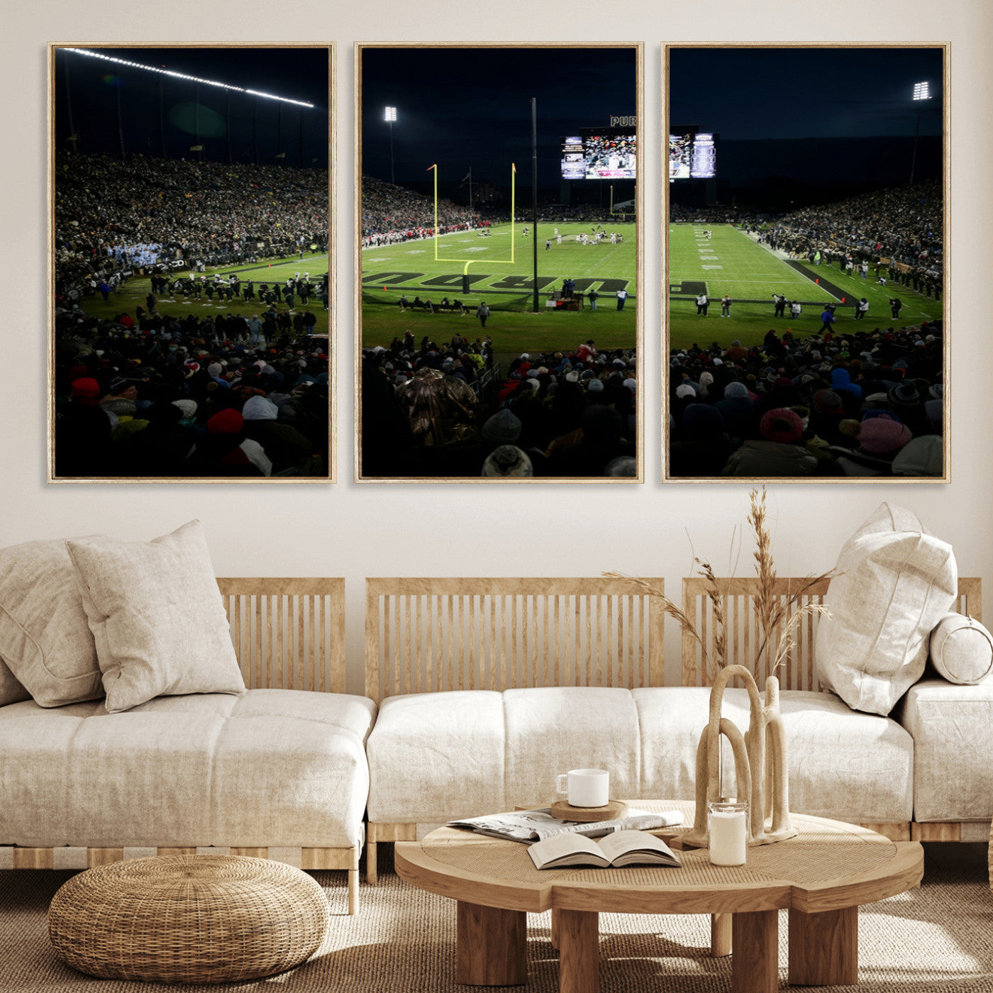 MGV-FC-60X30-3P - Purdue Boilermakers Football Team Print - West Lafayette Ross–Ade Stadium Wall Art Canvas Print