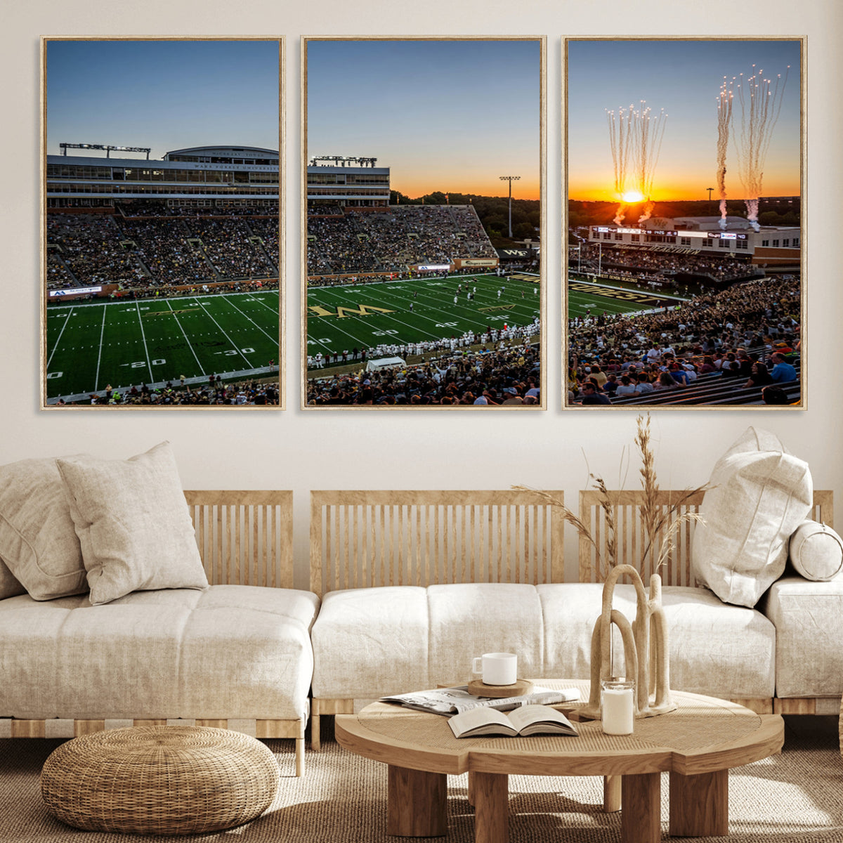 29253-MGV-CV-36X24 - Demon Deacons Football Team Print Canvas- Winston-Salem Allegacy Federal Credit Union Stadium Wall