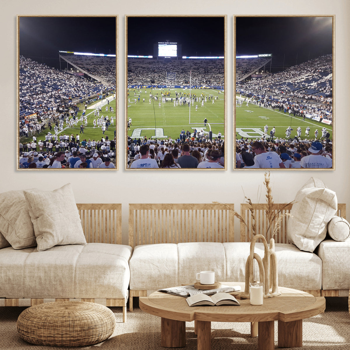 65036-MGV-CV-36X24 - Brigham Young University Cougars Football Print Canvas - Provo LaVell Edwards Stadium Wall Art