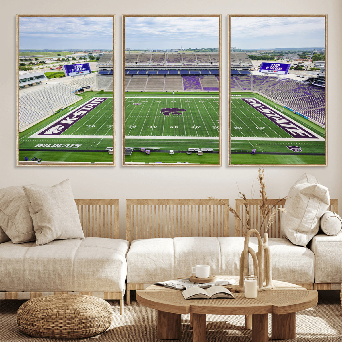 29452-MGV-CV-36X24 - KState Wildcats Football Team Print - Manhattan Bill Snyder Family Football Stadium Wall Art Canvas