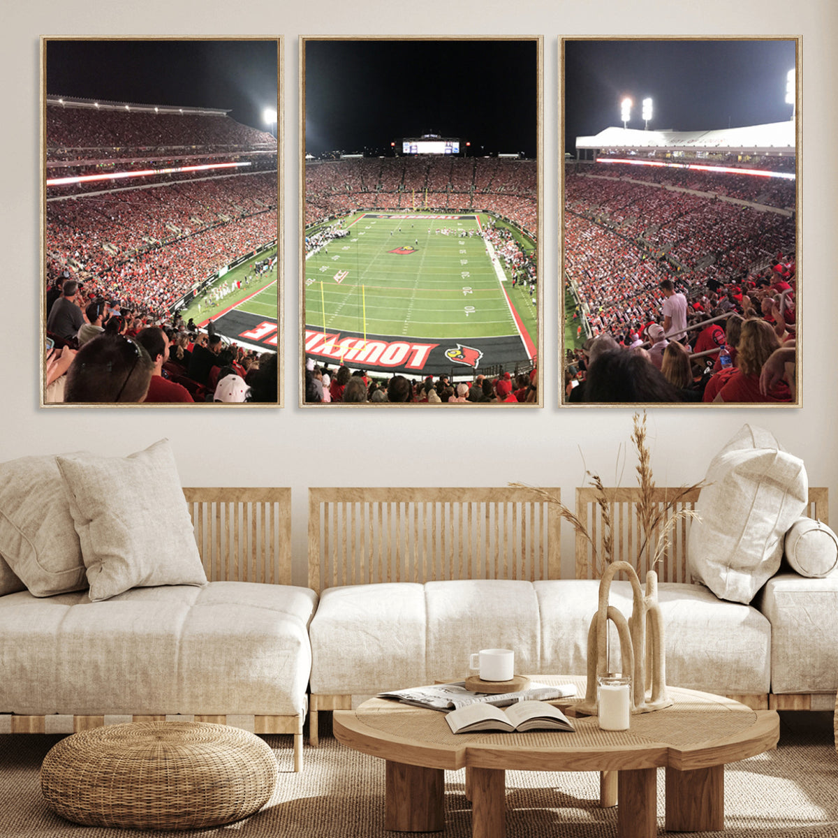 52267-MGV-CV-36X24 - University of Louisville Cardinals Football Team Print - Louisville Cardinal Stadium Wall Art Canvas