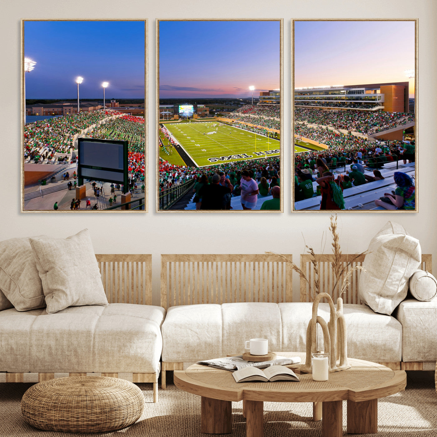 MGV-FC-60X30-3P - University of North Texas Mean Green Football Team Print - Denton DATCU Stadium Canvas Print Wall