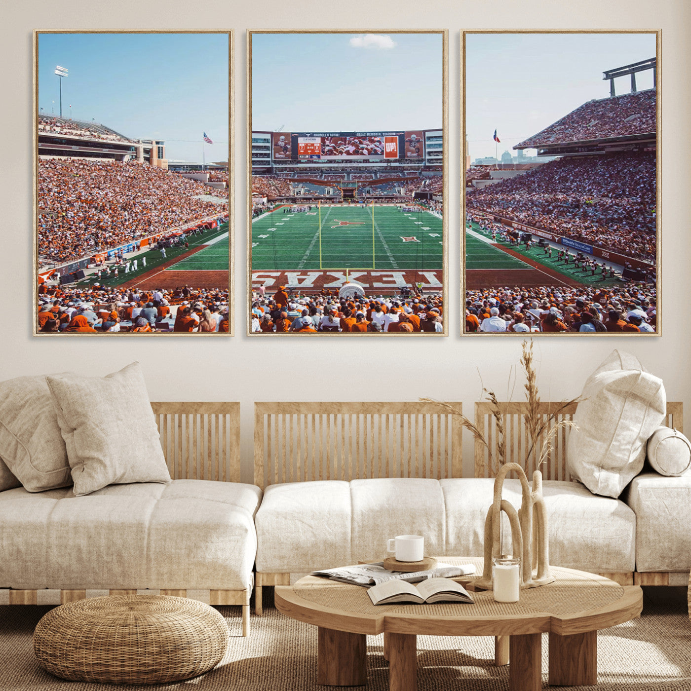 MGV-FC-60X30-3P - Framed Texas Memorial Stadium Canvas, University of Texas Longhorns Football Team Print - Austin