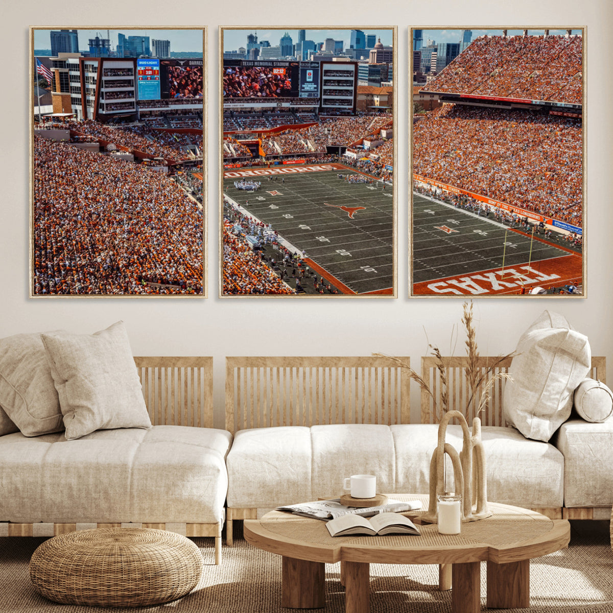 92103-MGV-CV-36X24 - University of Texas Longhorns Football Team Print - Austin Darrell K Royal-Texas Memorial Stadium