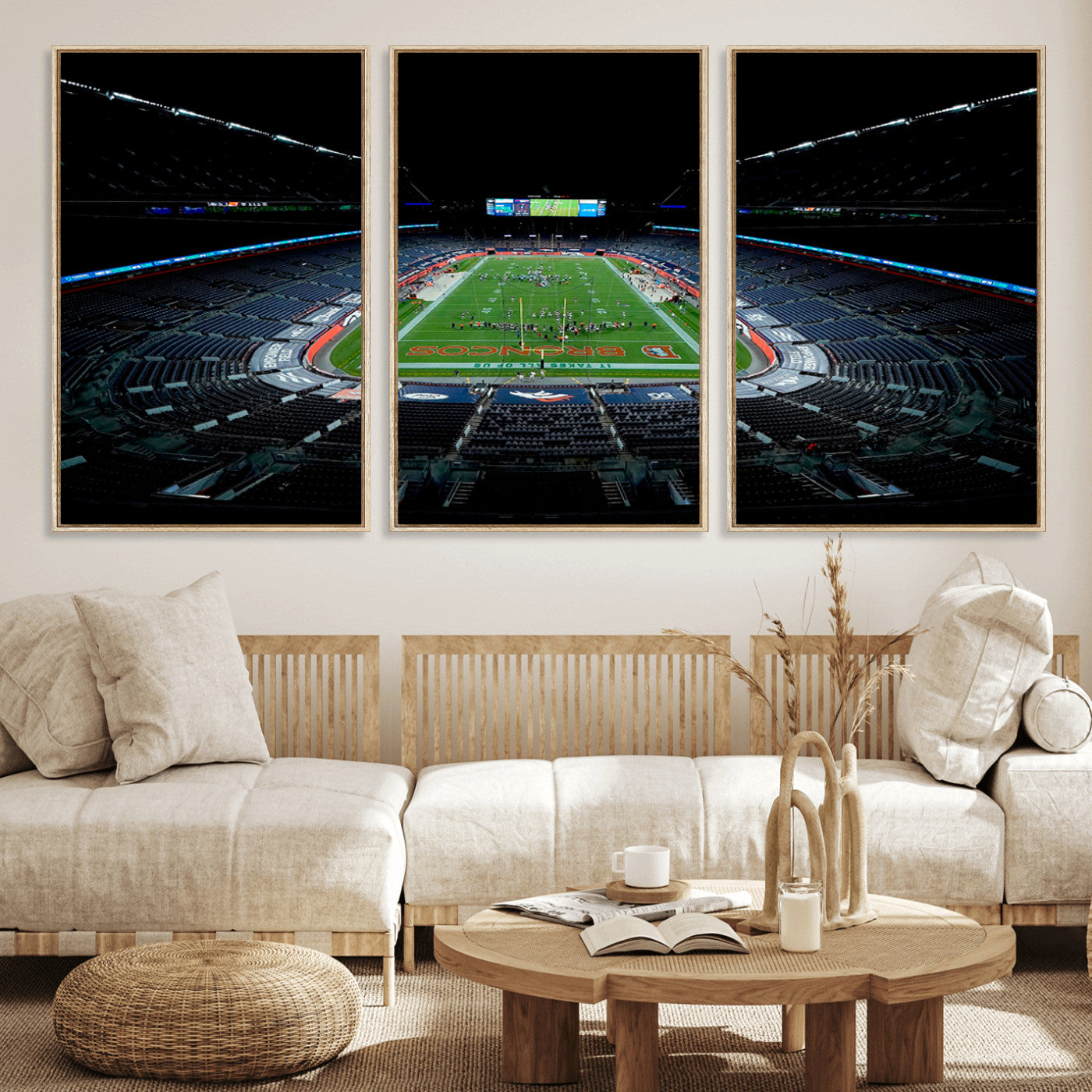 MGV-FC-60X30-3P - Denver Broncos Football Team Print Canvas- Denver Empower Field at Mile High Stadium Wall Art Canvas