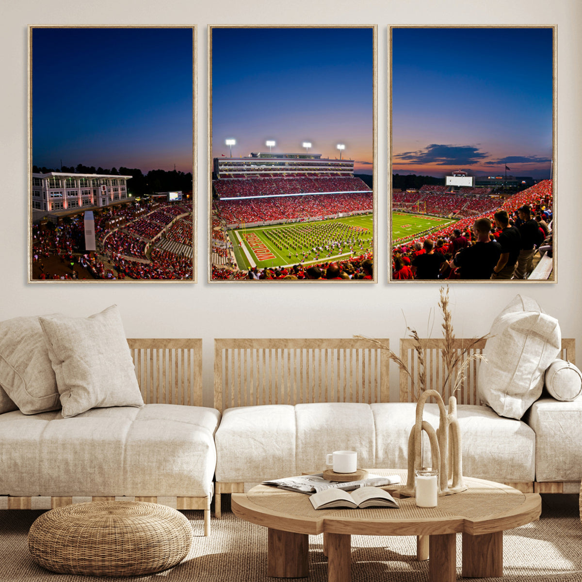 76202-MGV-CV-36X24 - Wolfpack Football Team Wall Art Print - Raleigh Carter-Finley Stadium Wall Art Canvas Print