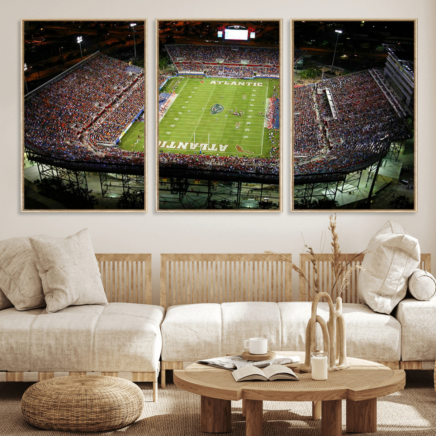 MGV-FC-60X30-3P - Florida Atlantic University Owls Football Team Print - Boca Raton FAU Stadium Wall Art Canvas Print