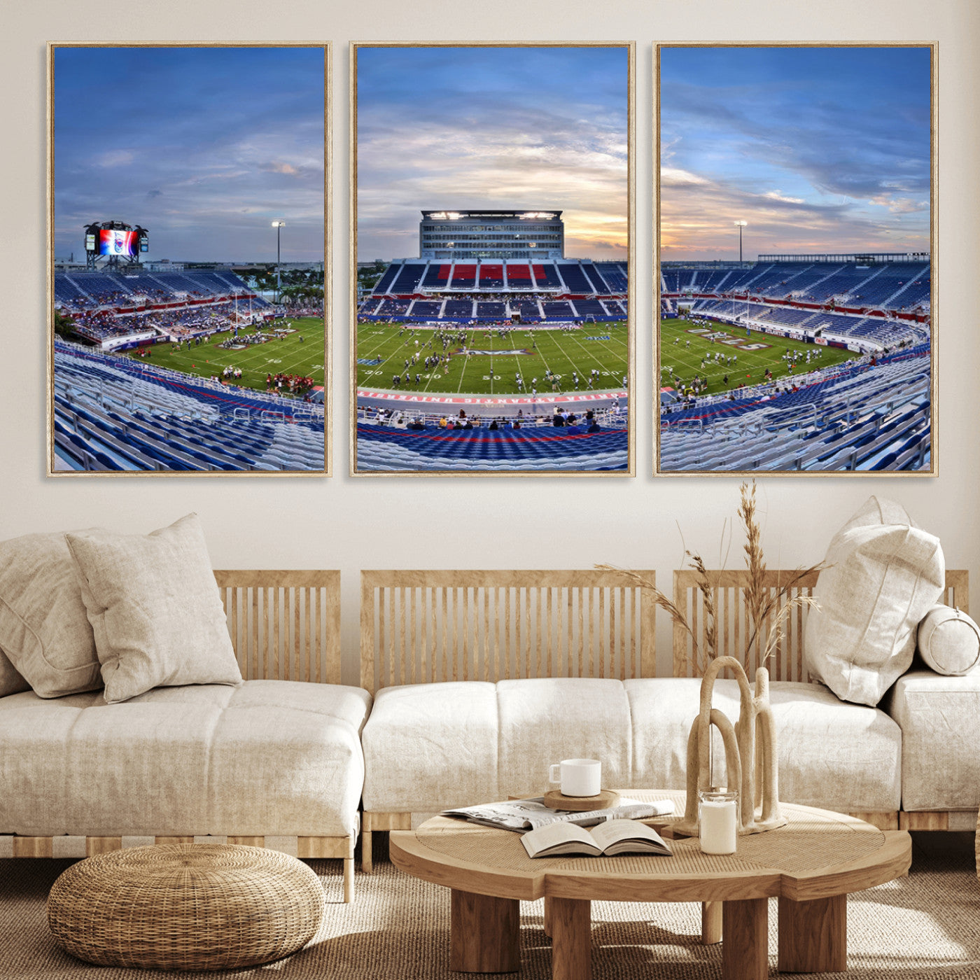 MGV-FC-60X30-3P - Florida Atlantic University Owls Football Team Print - Boca Raton FAU Stadium Wall Art Canvas Print