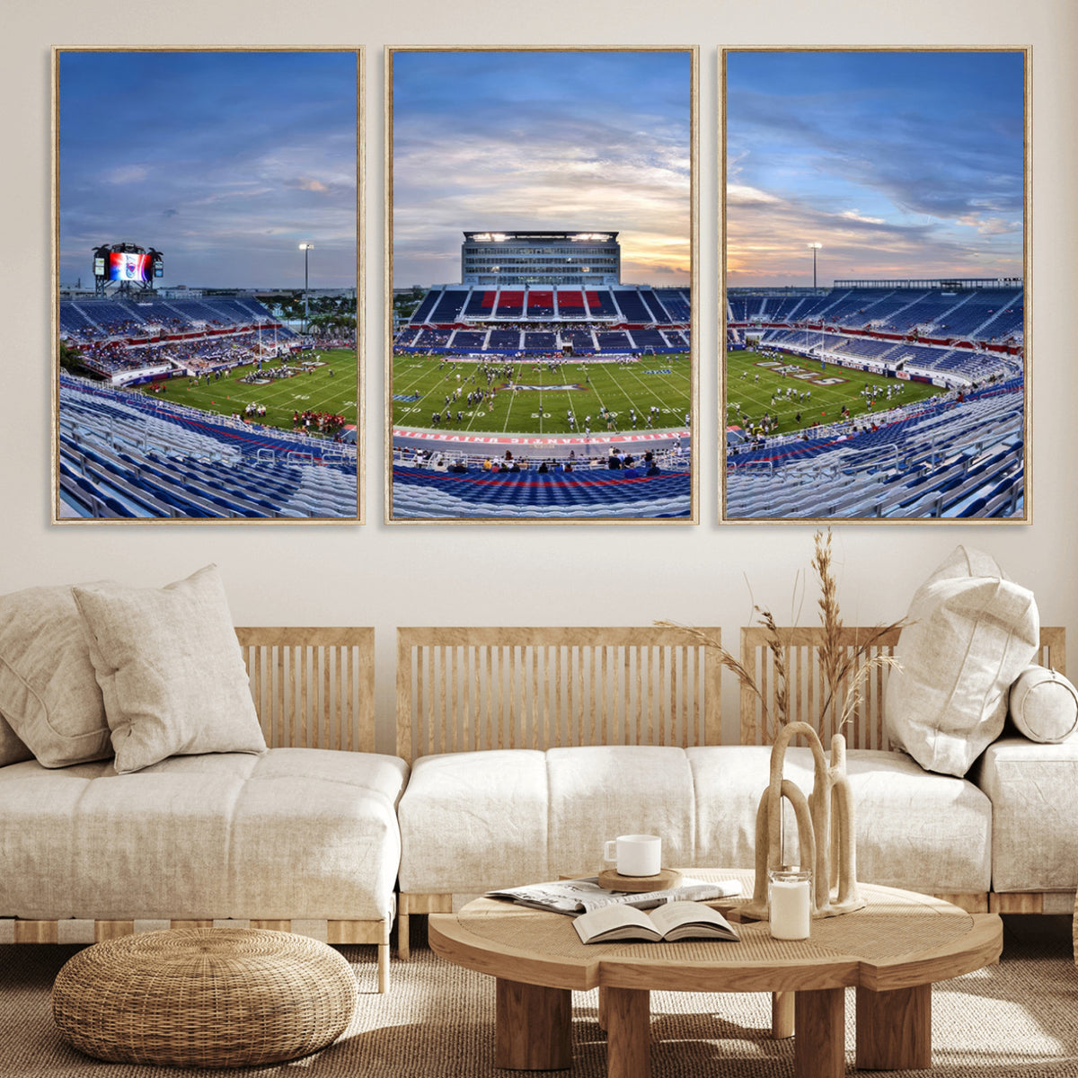 69559-MGV-CV-36X24 - Florida Atlantic University Owls Football Team Print - Boca Raton FAU Stadium Wall Art Canvas Print