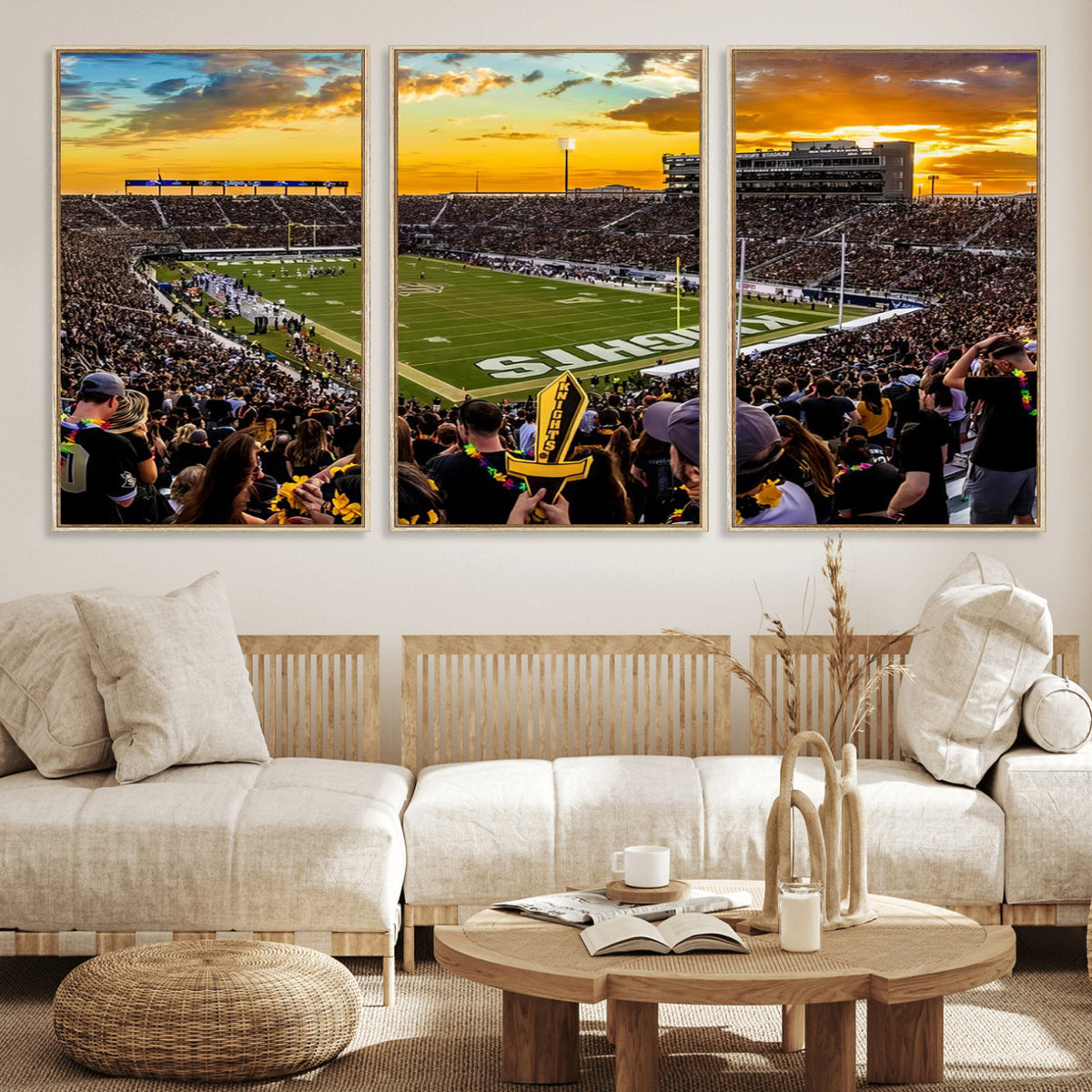 66803-MGV-CV-36X24 - UCF Knights Football Team Print - Orlando FBC Mortgage Stadium, UCF Knights Wall Art Canvas Print