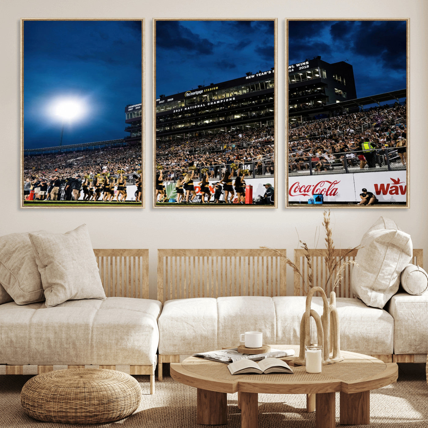 MGV-FC-60X30-3P - UCF Knights Football Team Print - Orlando FBC Mortgage Stadium Wall Art Canvas Print
