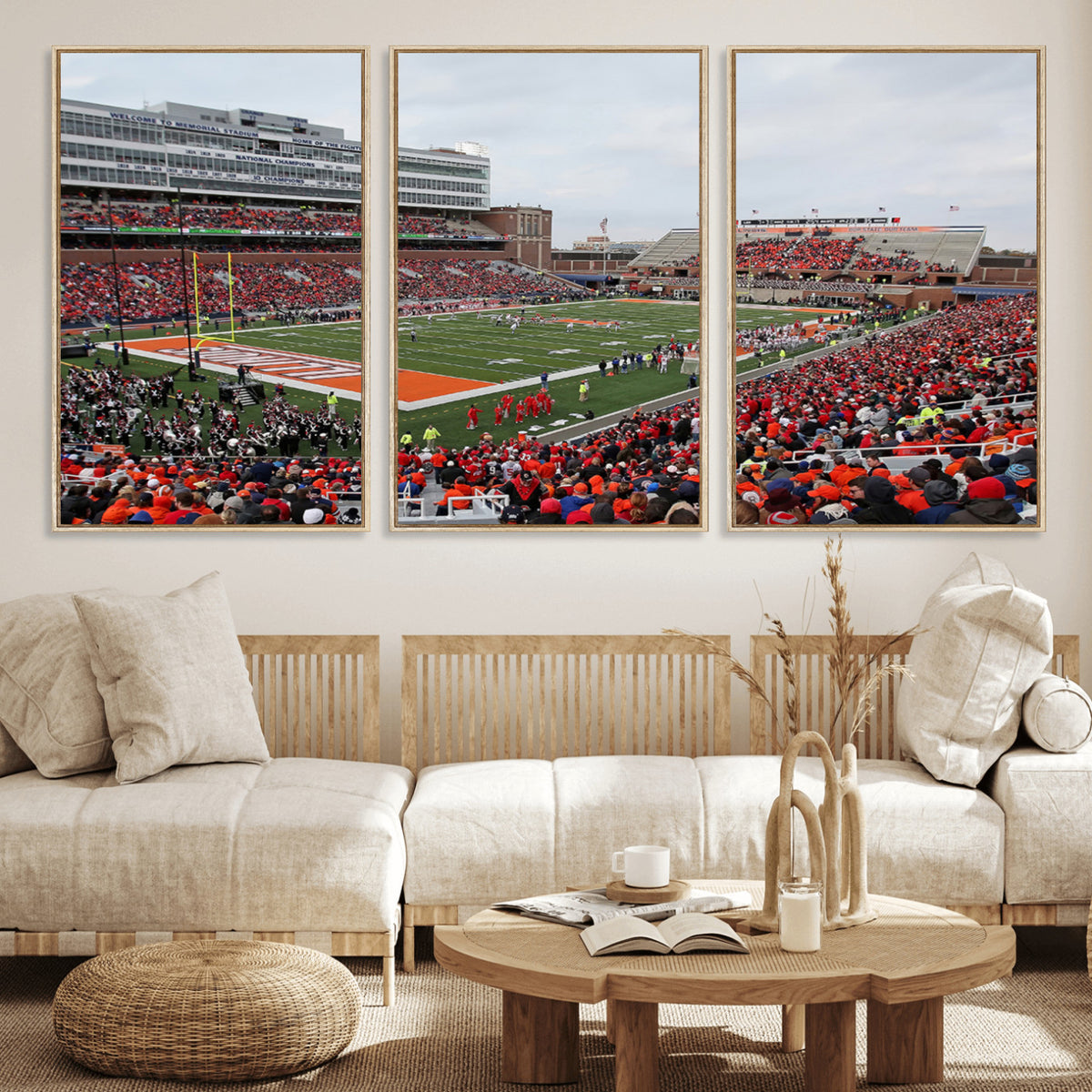 86851-MGV-CV-36X24 - University of Illinois Fighting Illini Football Team Print - Champaign Illinois Memorial Stadium