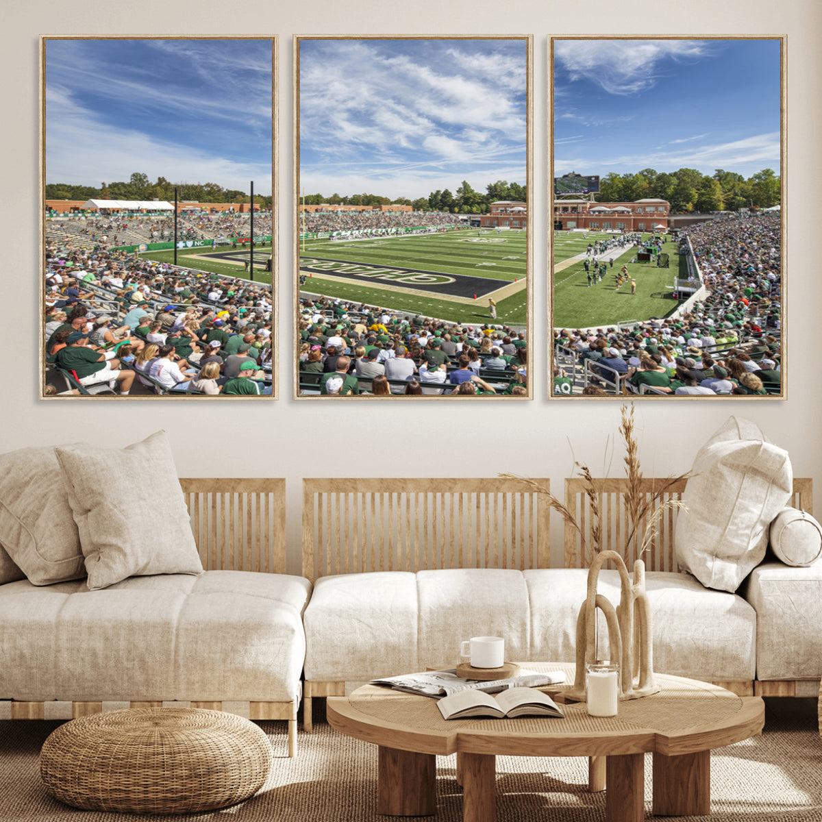 67799-MGV-CV-36X24 - University of Charlotte 49ers Football Team Print - Charlotte Jerry Richardson Stadium Canvas Print