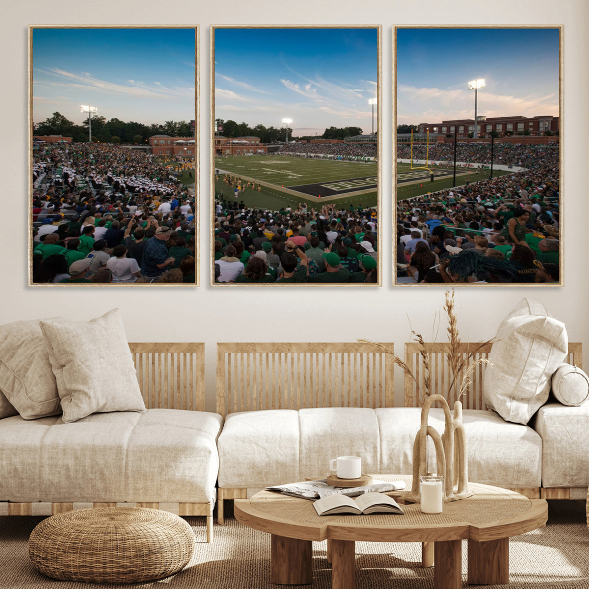 12290-MGV-CV-36X24 - University of Charlotte 49ers Football Team Print - Charlotte Jerry Richardson Stadium Wall Art