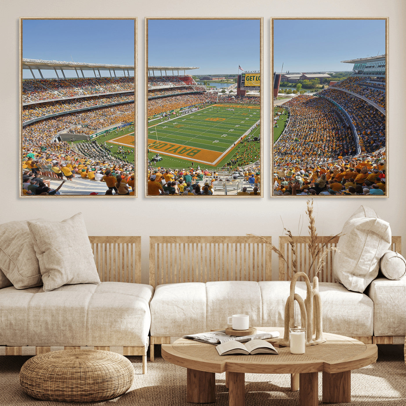 MGV-FC-60X30-3P - Baylor University Bears Football Team Print - Waco McLane Stadium Wall Art Canvas Print