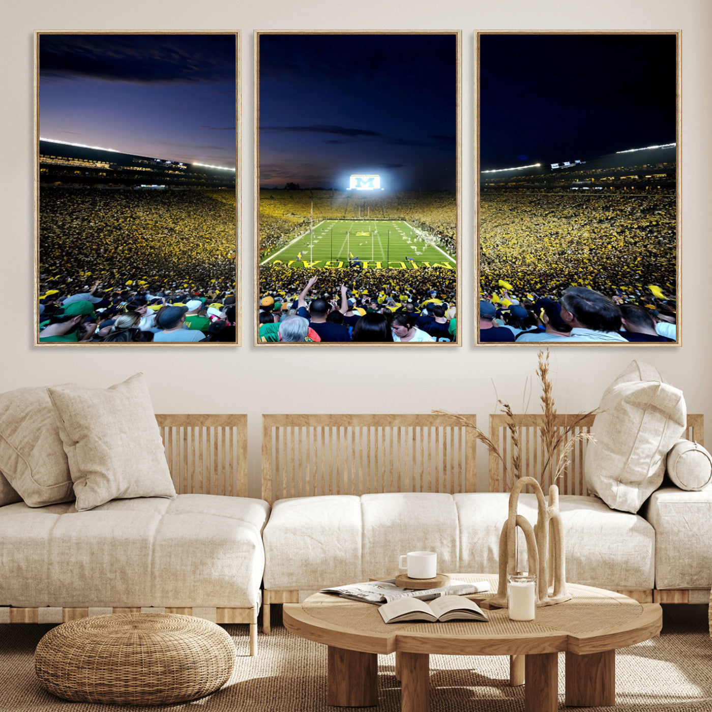 MGV-FC-60X30-3P - University of Michigan Wolverines Football Team Print - Ann Arbor Michigan Stadium Canvas Print