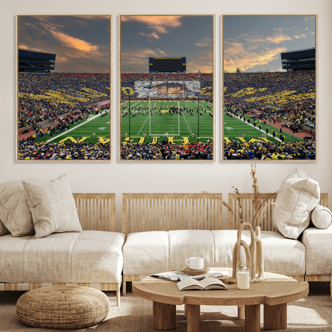 MGV-FC-60X30-3P - University of Michigan Wolverines Print Canvas, Football Team Print - Ann Arbor Michigan Stadium