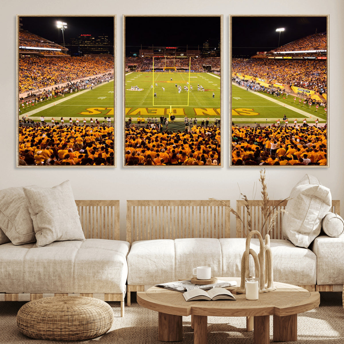 21588-MGV-CV-36X24 - ASU Sun Devils Football Team Print - Phoenix Mountain America Stadium Wall Art Canvas Print