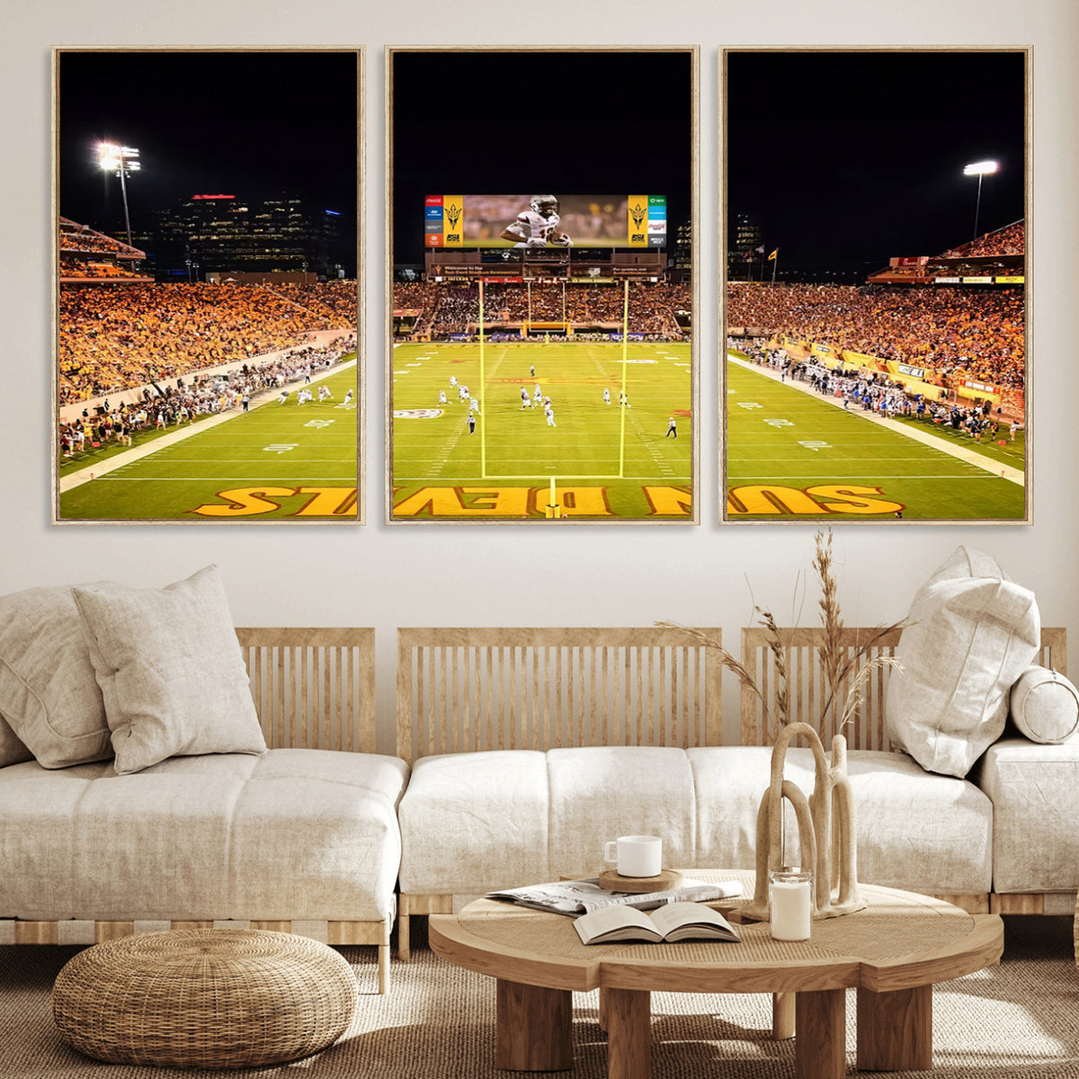 87612-MGV-CV-36X24 - ASU Sun Devils Football Team Print - Phoenix Mountain America Stadium Canvas Print