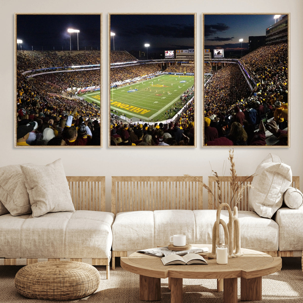 75716-MGV-CV-36X24 - ASU Sun Devils Football Team Print Canvas - Phoenix Mountain America Stadium Wall Art Canvas Print
