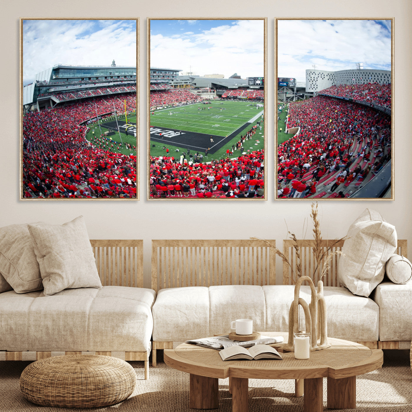 MGV-FC-60X30-3P - Cincinnati Bearcats Football Team Print - Nippert Stadium Wall Art Canvas Print