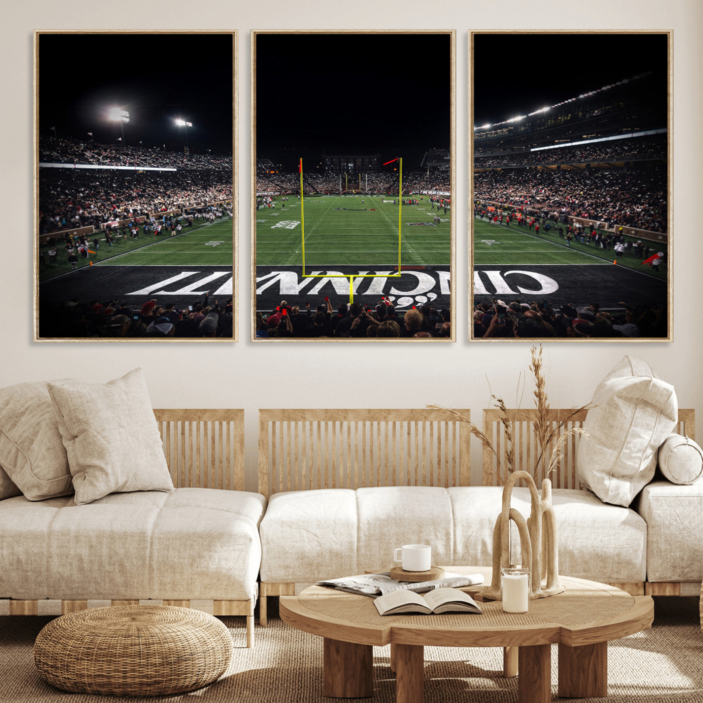 MGV-FC-60X30-3P - Cincinnati Bearcats Football Team Print - Nippert Stadium Wall Art Canvas Print