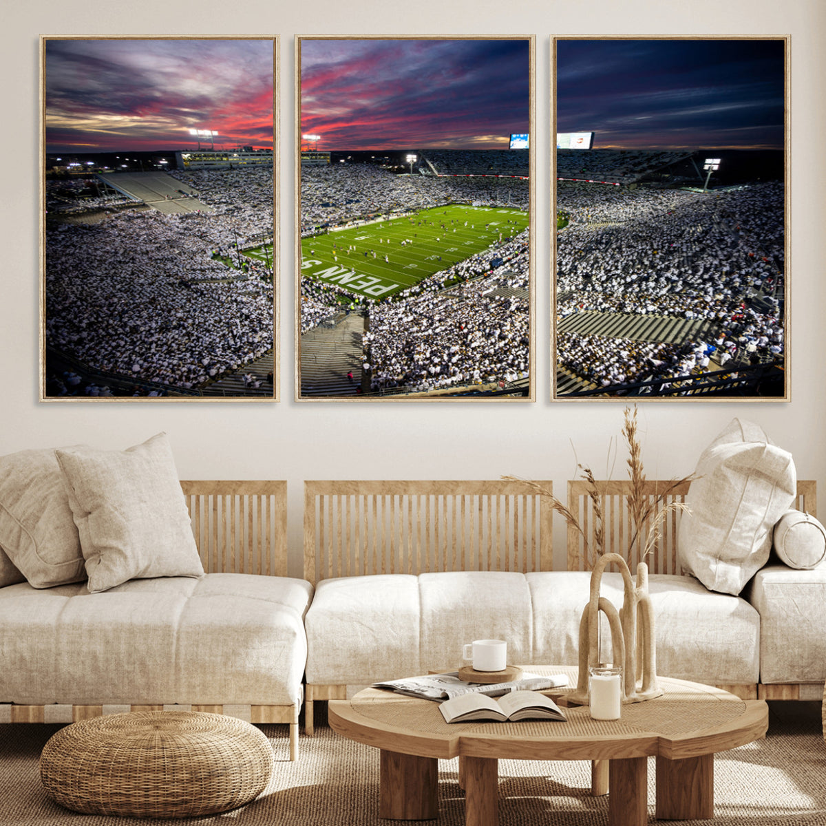 37304-MGV-CV-36X24 - Penn State Nittany Lions Football Team Print - University Park Beaver Stadium Art Canvas Print