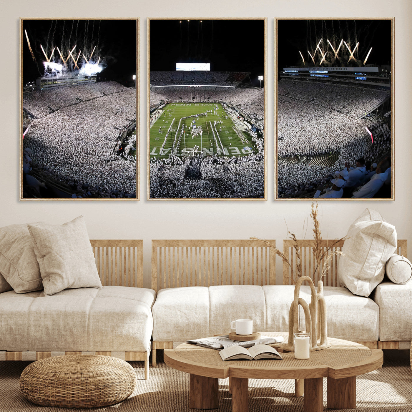 84537-MGV-FC-60X30-3P_Natural-Penn State Beaver Stadium Canvas Wall Art - Nittany Lions Football Print