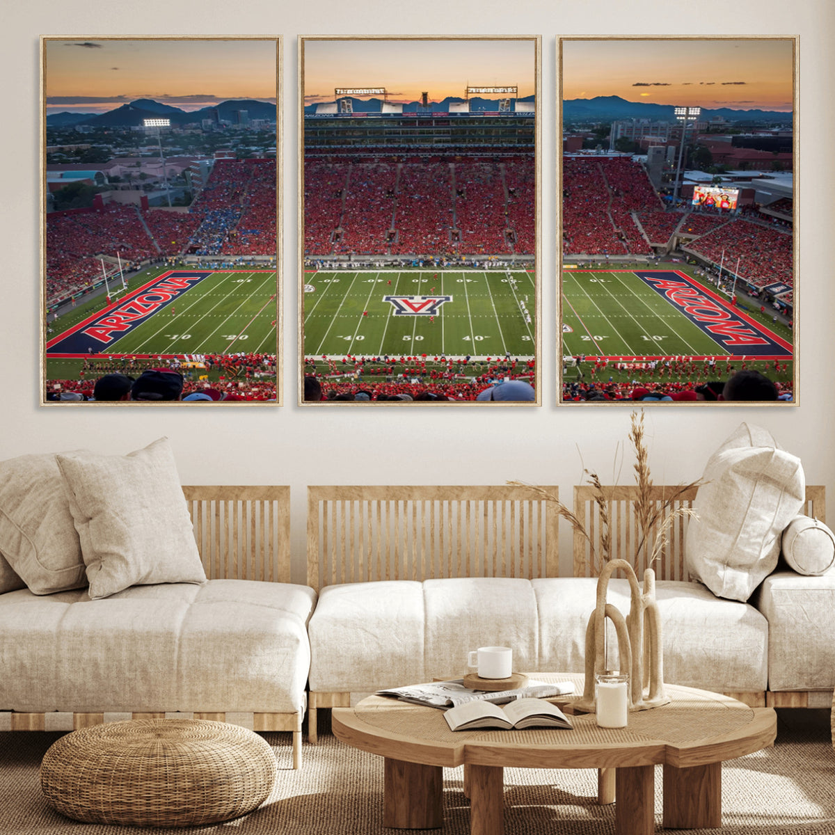 45563-MGV-CV-36X24 - Arizona Wildcats Football Team Print - Tucson Arizona Stadium Wall Art Canvas Print