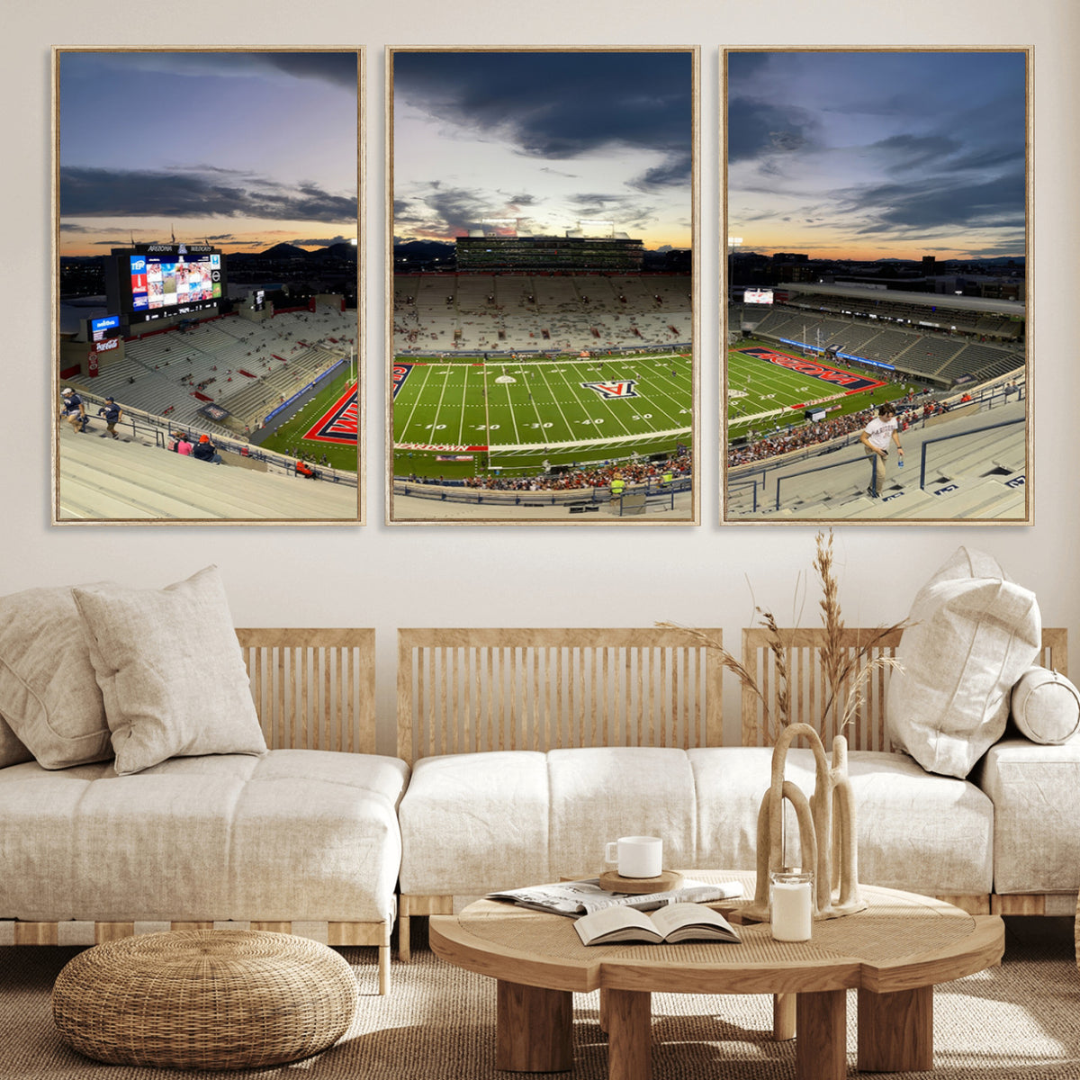 24339-MGV-CV-36X24 - Arizona Wildcats Football Team Print - Tucson Arizona Stadium Wall Art Canvas Print
