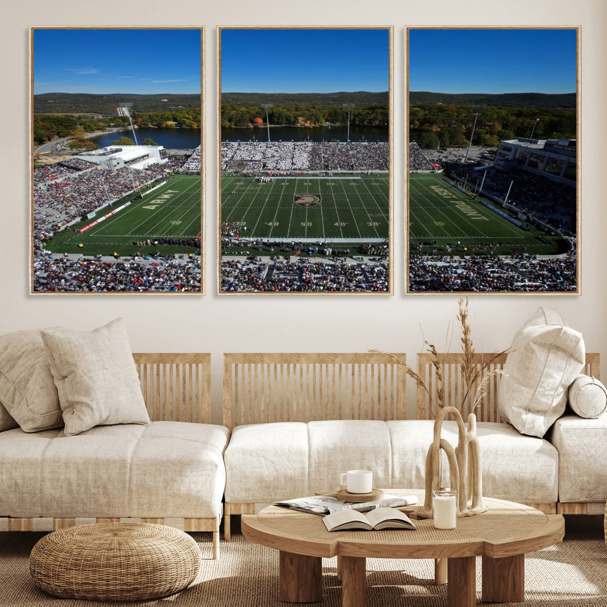 52056-MGV-CV-36X24 - Army Black Knights Football Team Print - West Point Michie Stadium Wall Art Canvas Print
