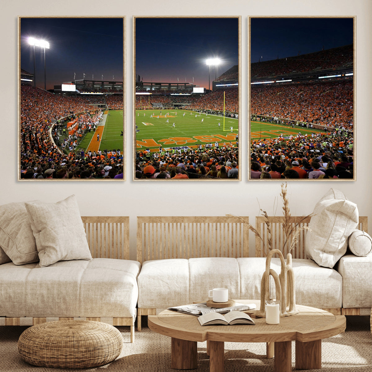 32340-MGV-CV-36X24 - Clemson University Tigers Art Print, Football Team Print