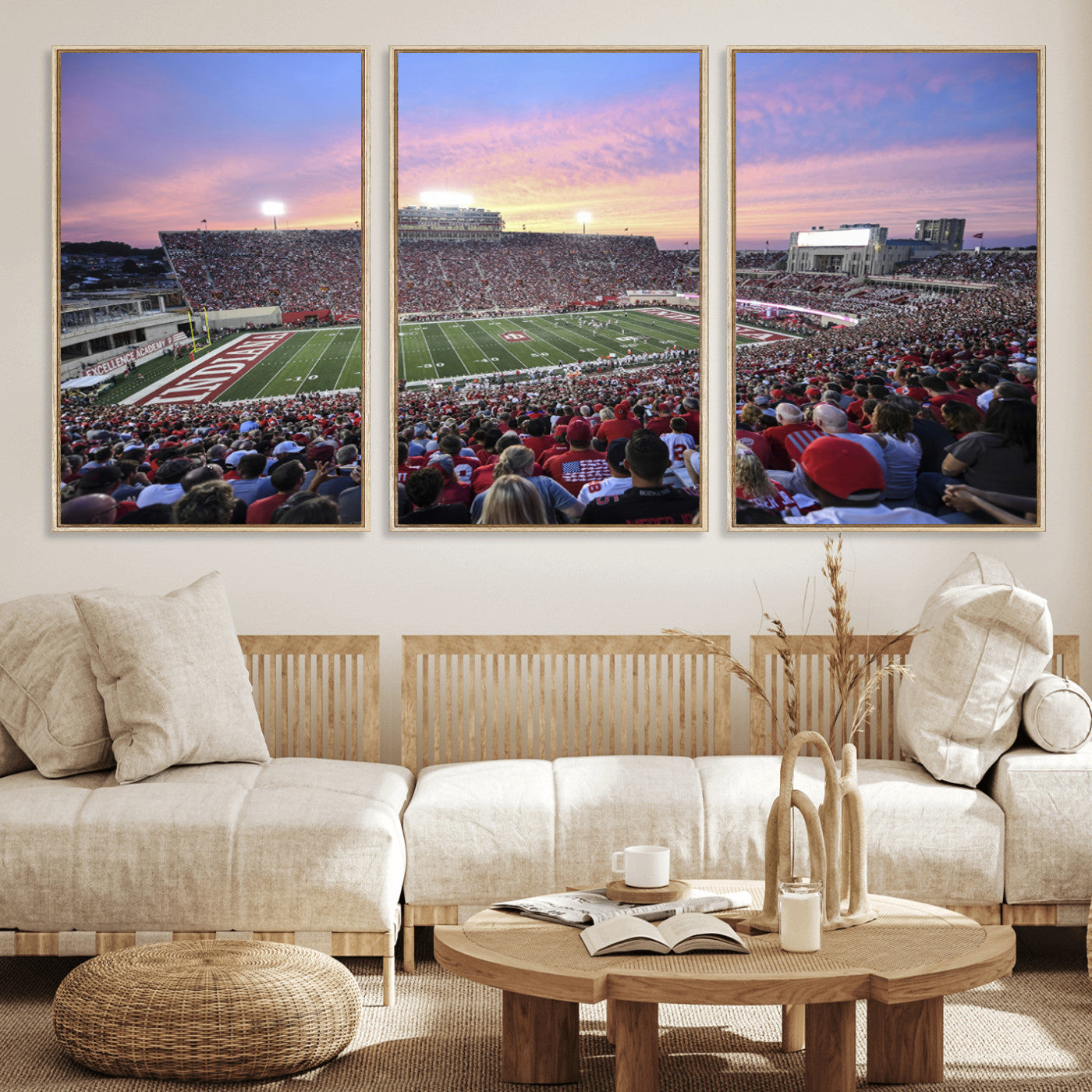 13046-MGV-CV-36X24-Indiana University Hoosiers Football Team Print - Bloomington Memorial Stadium Wall Art Canvas Print