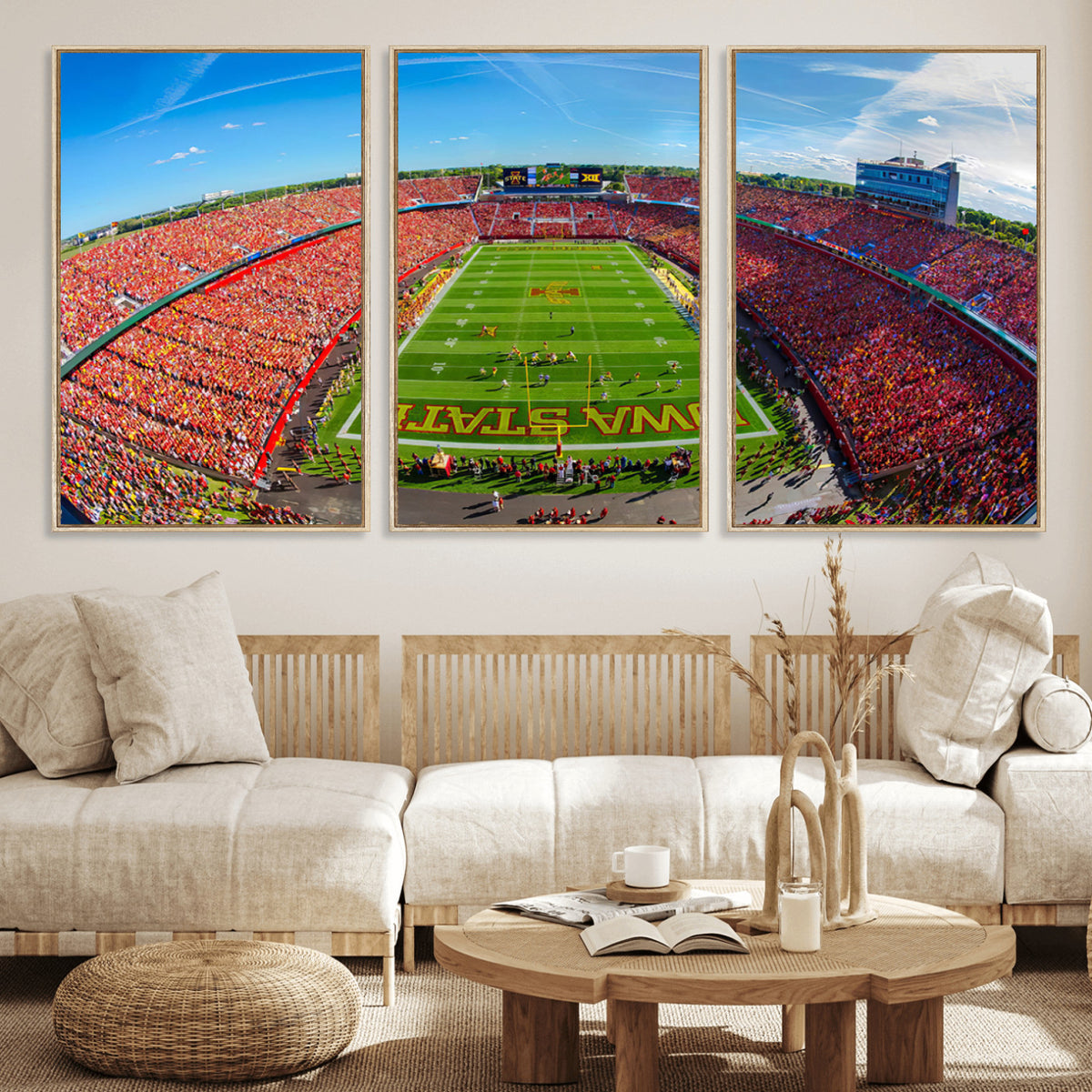 36706-PAN-FL-20X10 - Iowa State University Cyclones Football Team Print - Ames Jack Trice Stadium Art Canvas Print