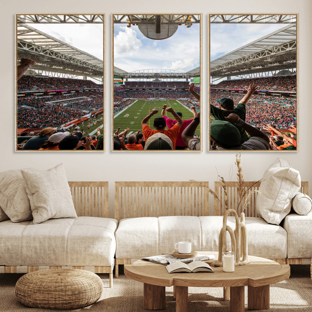 66239-PAN-FL-20X10 - Miami Hurricanes Football Team Wall Art Print - Miami Hard Rock Stadium Wall Art Canvas Print