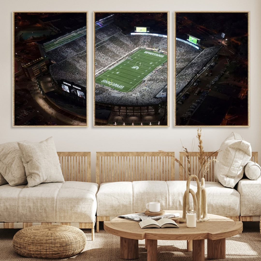 Michigan State Spartans Football Team Print - East Lansing Spartan Stadium Print Wall Art
