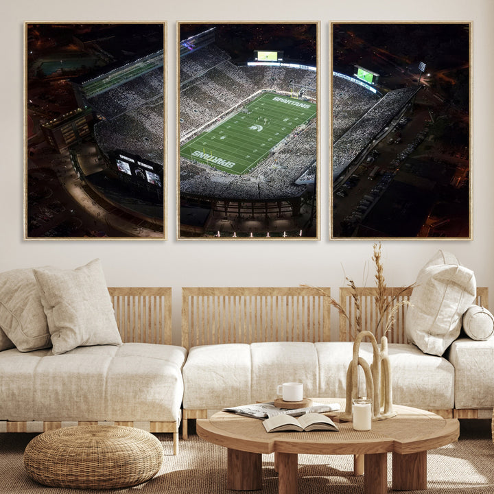 Michigan State Spartans Football Team Print - East Lansing Spartan Stadium Print Wall Art