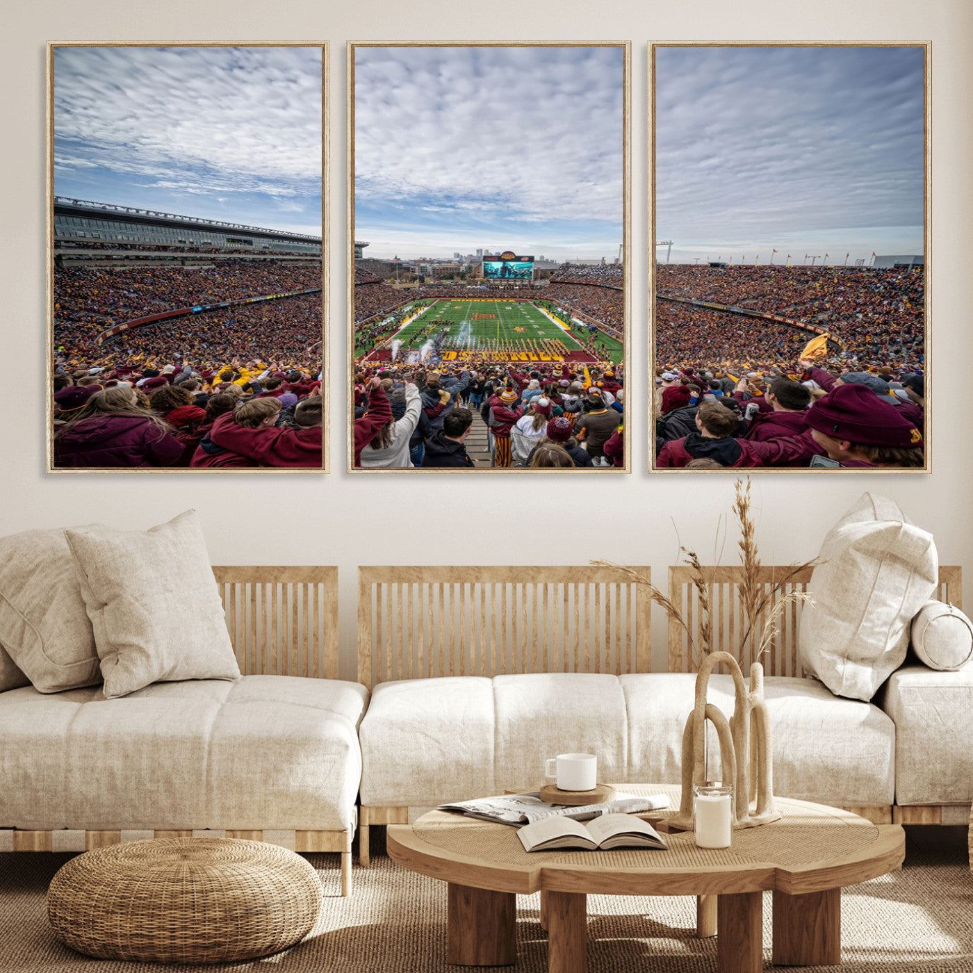 MGV-FC-60X30-3P - University of Minnesota Golden Gophers Football Team Print - Minneapolis Huntington Bank Stadium Art