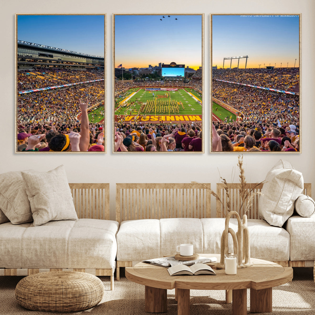 63452-PAN-FL-20X10 - University of Minnesota Golden Gophers Football Team Print - Minneapolis Huntington Bank Stadium