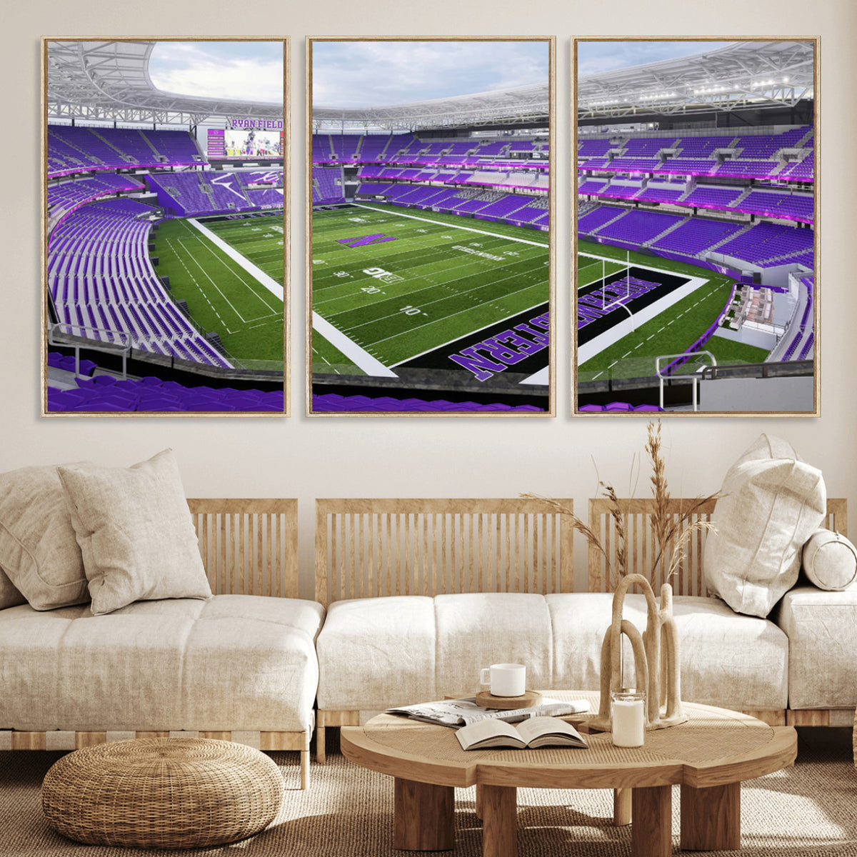 49190-MGV-CV-36X24 - Northwestern University Wildcats Football Team Print - Evanston Ryan Field Wall Art Canvas Print