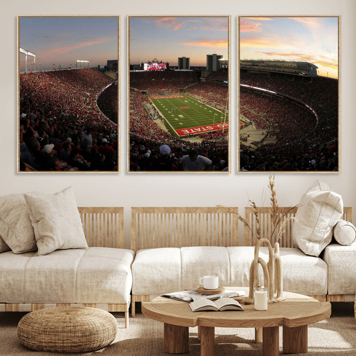 28825-PAN-FL-20X10 - Ohio State University Buckeyes Football Team Print - Columbus Ohio Stadium Wall Art Canvas Print