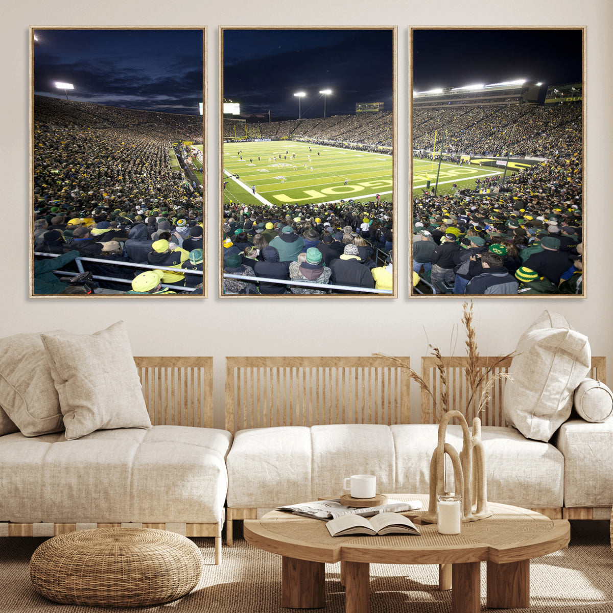 48756-PAN-FL-20X10 - University of Oregon Ducks Football Team Print - Eugene Autzen Stadium Wall Art Canvas Print