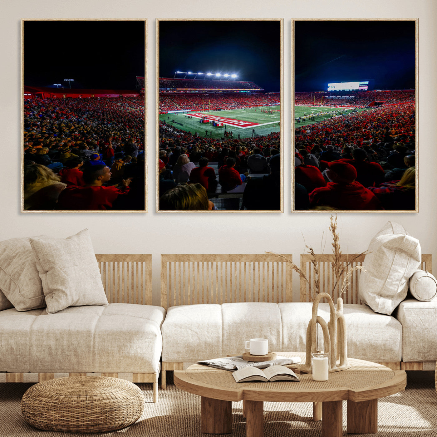 MGV-FC-60X30-3P - Rutgers Scarlet Knights Football Team Print - SHI Stadium, Piscataway Wall Art Canvas Print
