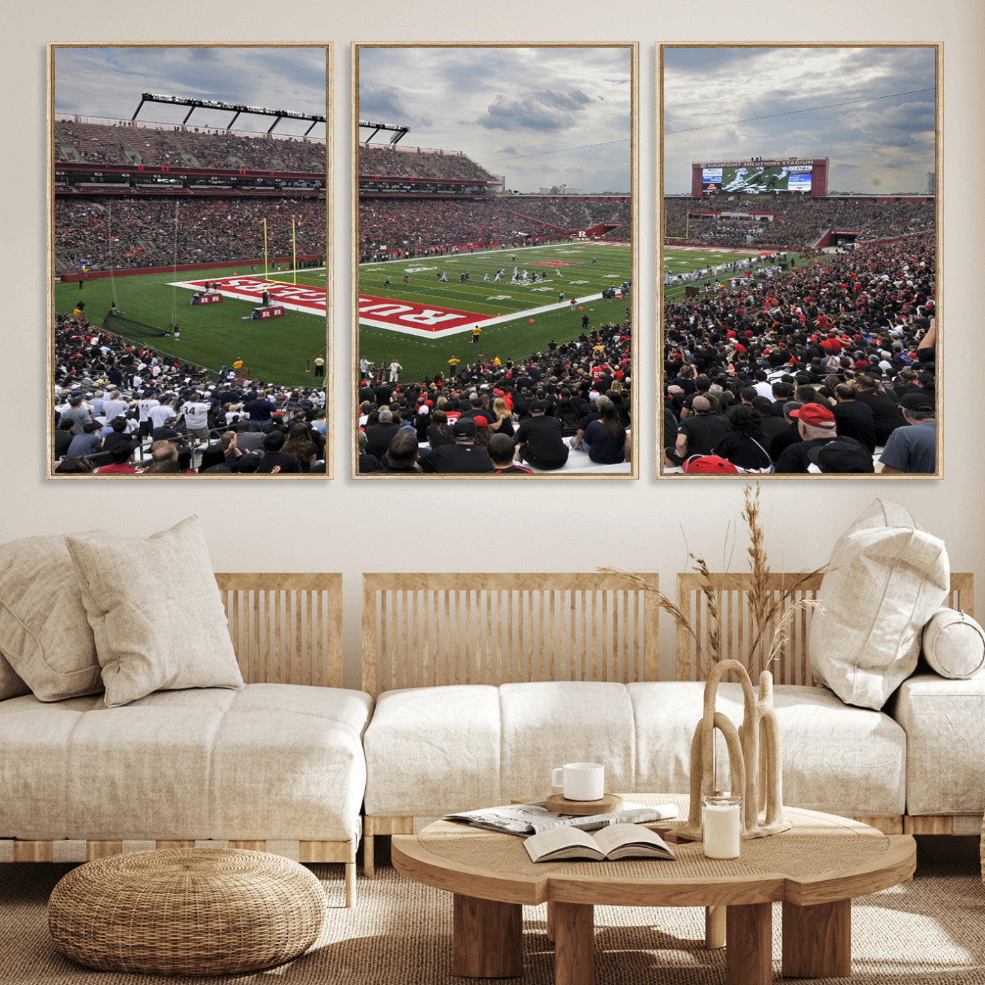 MGV-FC-60X30-3P - Rutgers Scarlet Knights Football Team Print - SHI Stadium, Piscataway Wall Art Canvas Print